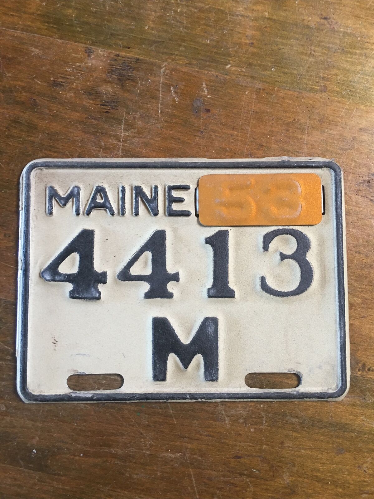 Maine Motorcycle License Plate Vintage 1953 - great original Harley Indian 