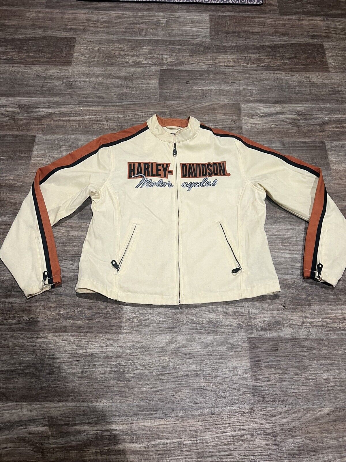 Harley-Davidson Jacket White & Orange RN 103819 CA 03402 Womens Size XL