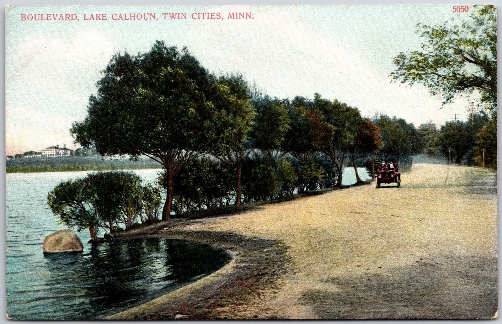 Boulevard Lake Calhoun Twin Cities Minnesota MN Trees Roadway Postcard