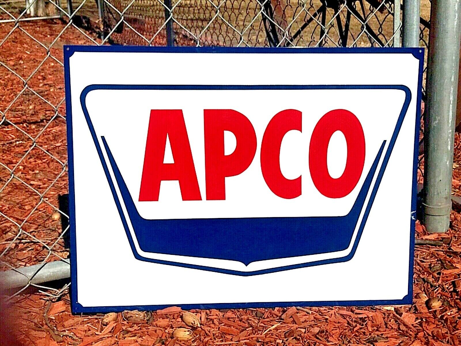 Vintage Old Skool Sty. APCO Gasoline Oil Gas Station Car Truck Hand Painted Sign