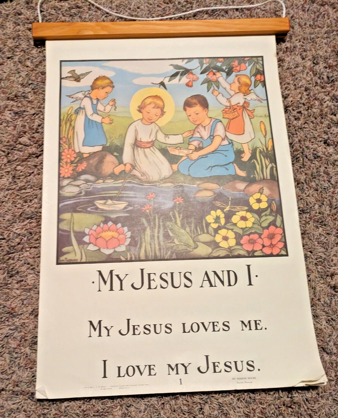 Vintage 1954 Catholic Sunday School Posters Anita Magsaysay-Ho 25x17 RARE