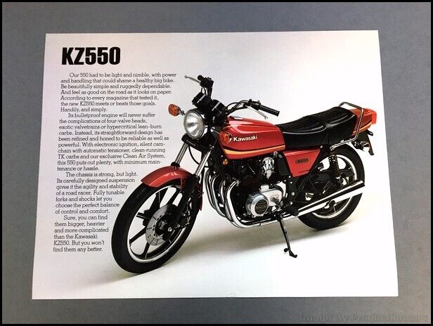 1981 Kawasaki KZ550 Motorcycle Bike 1-page Vintage Sales Brochure Spec Sheet