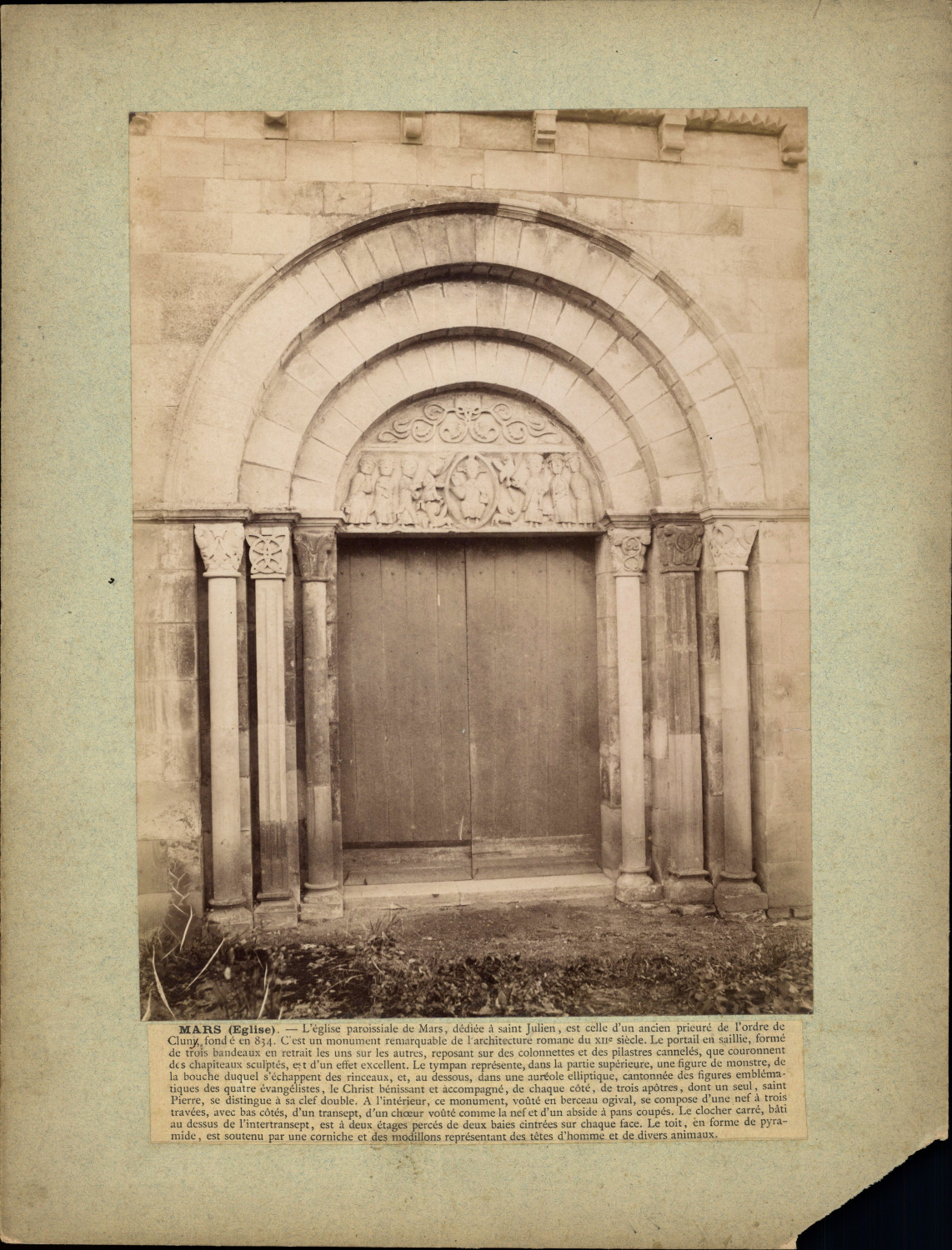 France, Mars, Parish Church Vintage Albumen Print 32x2 Albumin Print