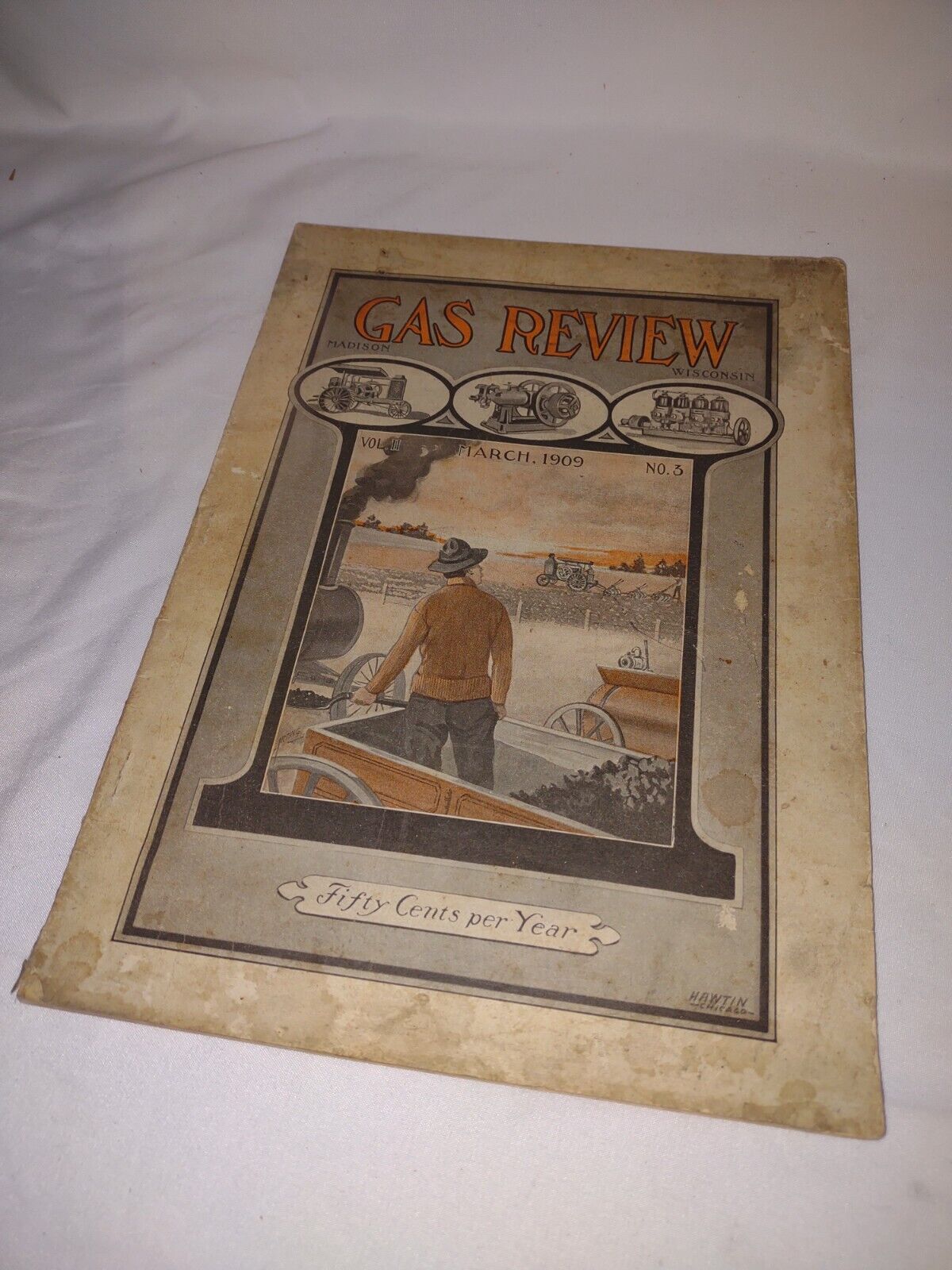 VERY RARE 1909 GAS REVIEW MAG~ MOTORS~CUSHMAN~EARLY AUTOMOBILE~ONE STROKE ENGINE