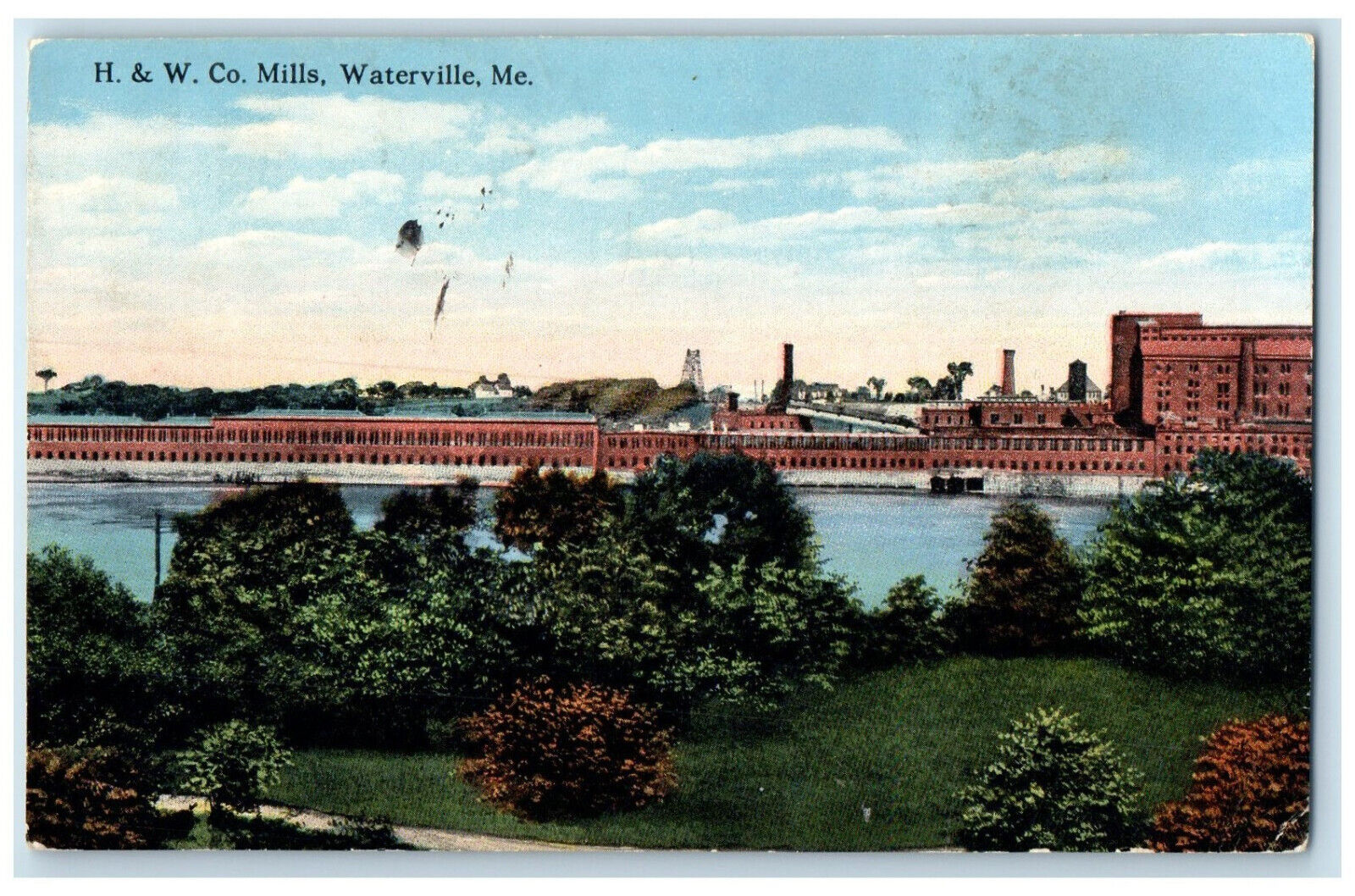 c1910 River View H & W Co. Mills Waterville ME Posted Antique Postcard