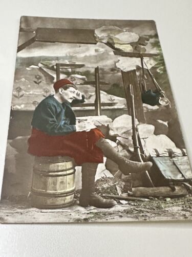 Antique RPPC Real Photo Very Early Post Card 1890s Hunter Deep In Thought
