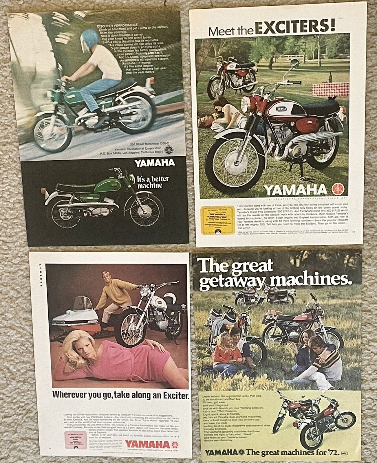 Vintage Yamaha Motorcycle Magazine Ads Lot Of 22 60s - 80s