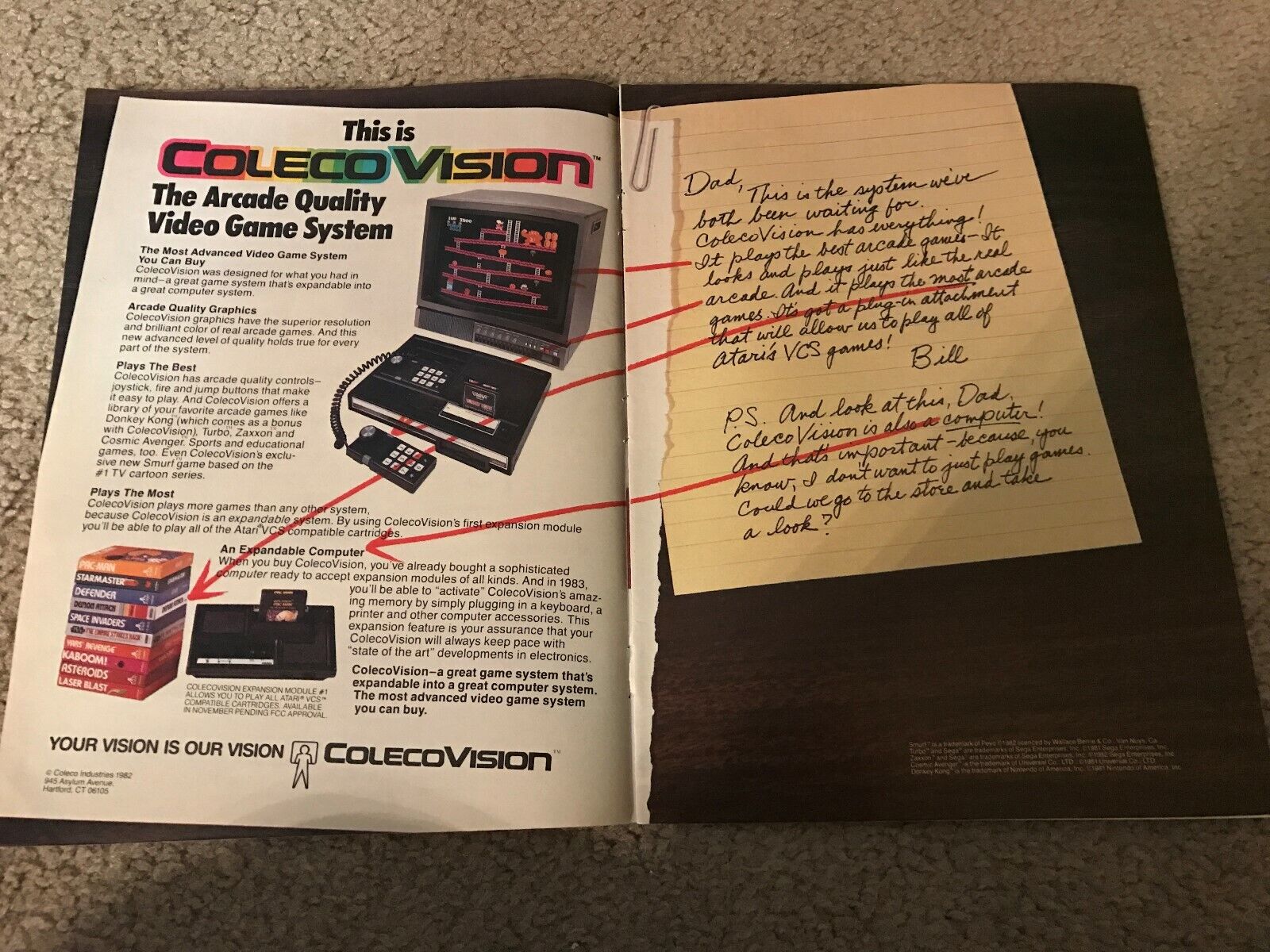 Vintage 1982 COLECOVISION VIDEO GAME SYSTEM Print Ad 1980s COLECO RARE