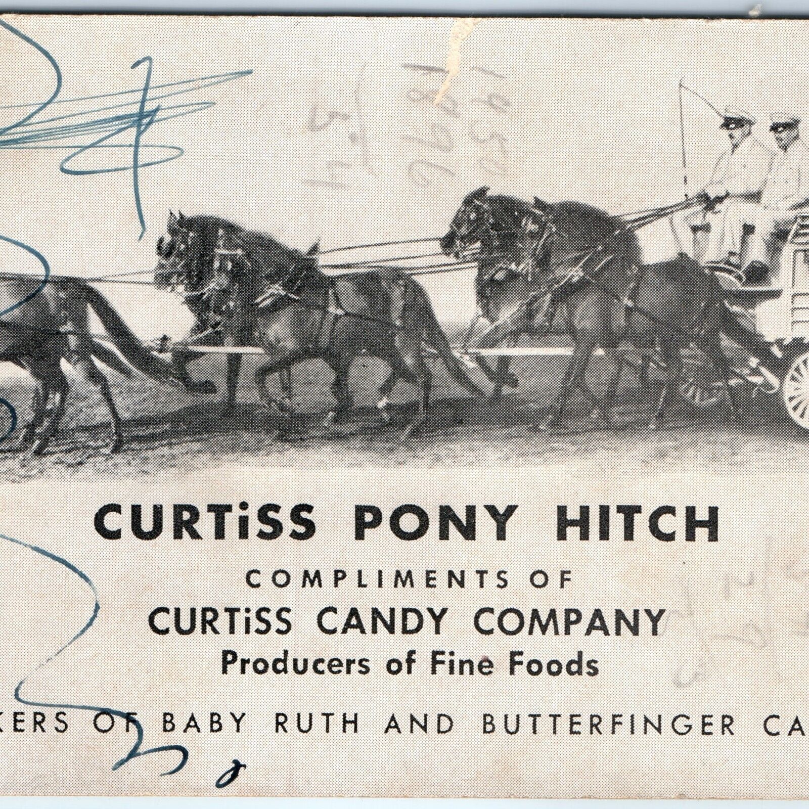 c1910s Curtiss Candy Co Advertising Blotter Butterfinger Baby Ruth Bar Pony C53