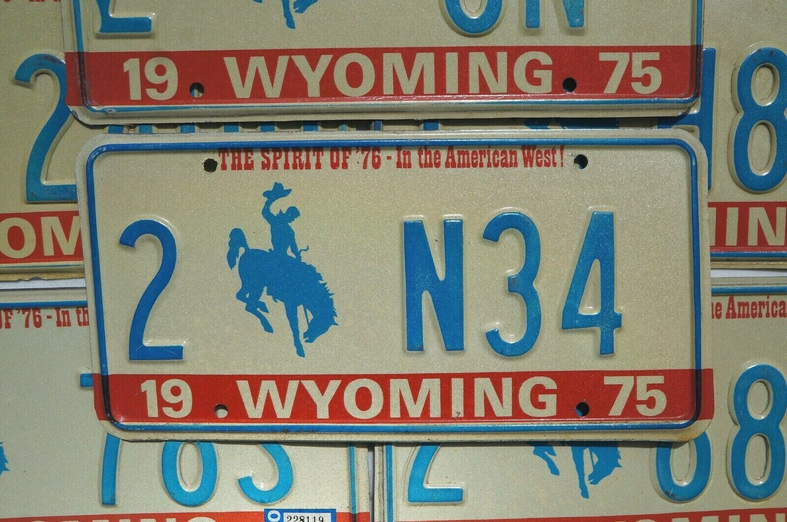 One or More 1975 1976 1977 WYOMING State BICENTENNIAL License Plate Tags