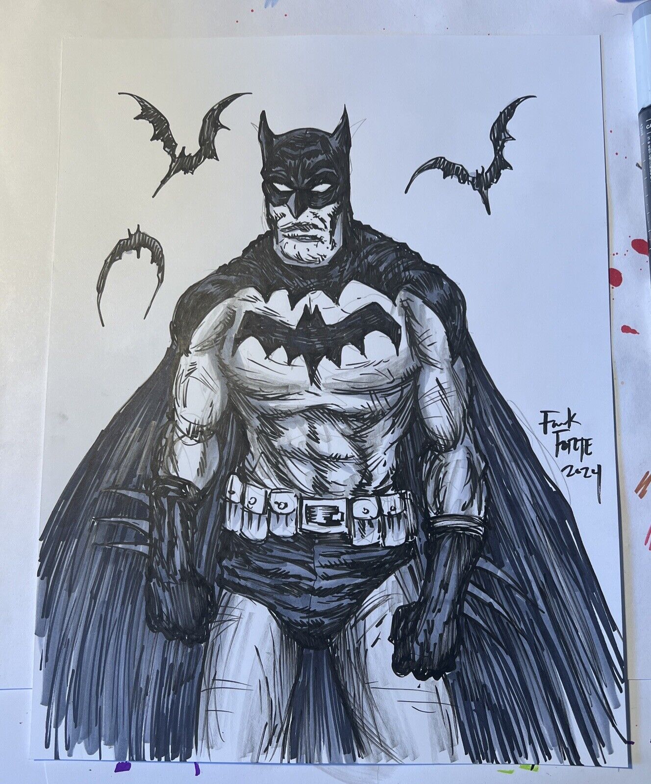 Batman From Batman 100 DC Comic Original Art  Drawing By Frank Forte