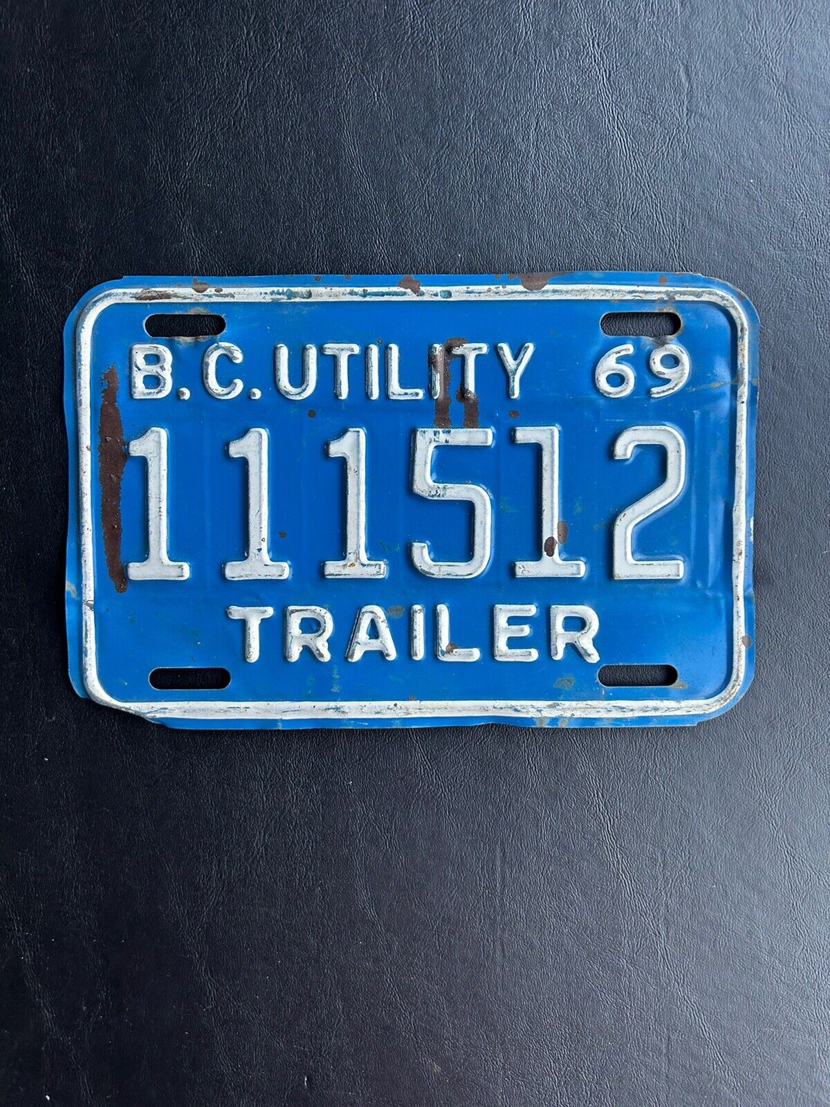 1969 British Columbia License Plate UTILITY TRAILER 111512