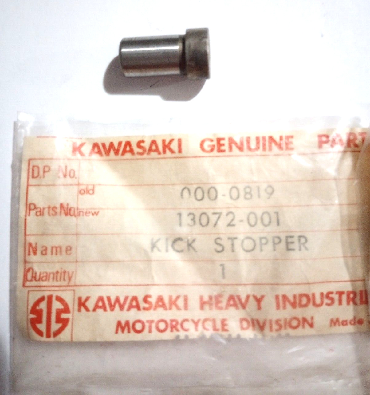 Kawasaki KV75, MT1, F11 Kickstarter Stopper NOS 13072-001 (L-6062)