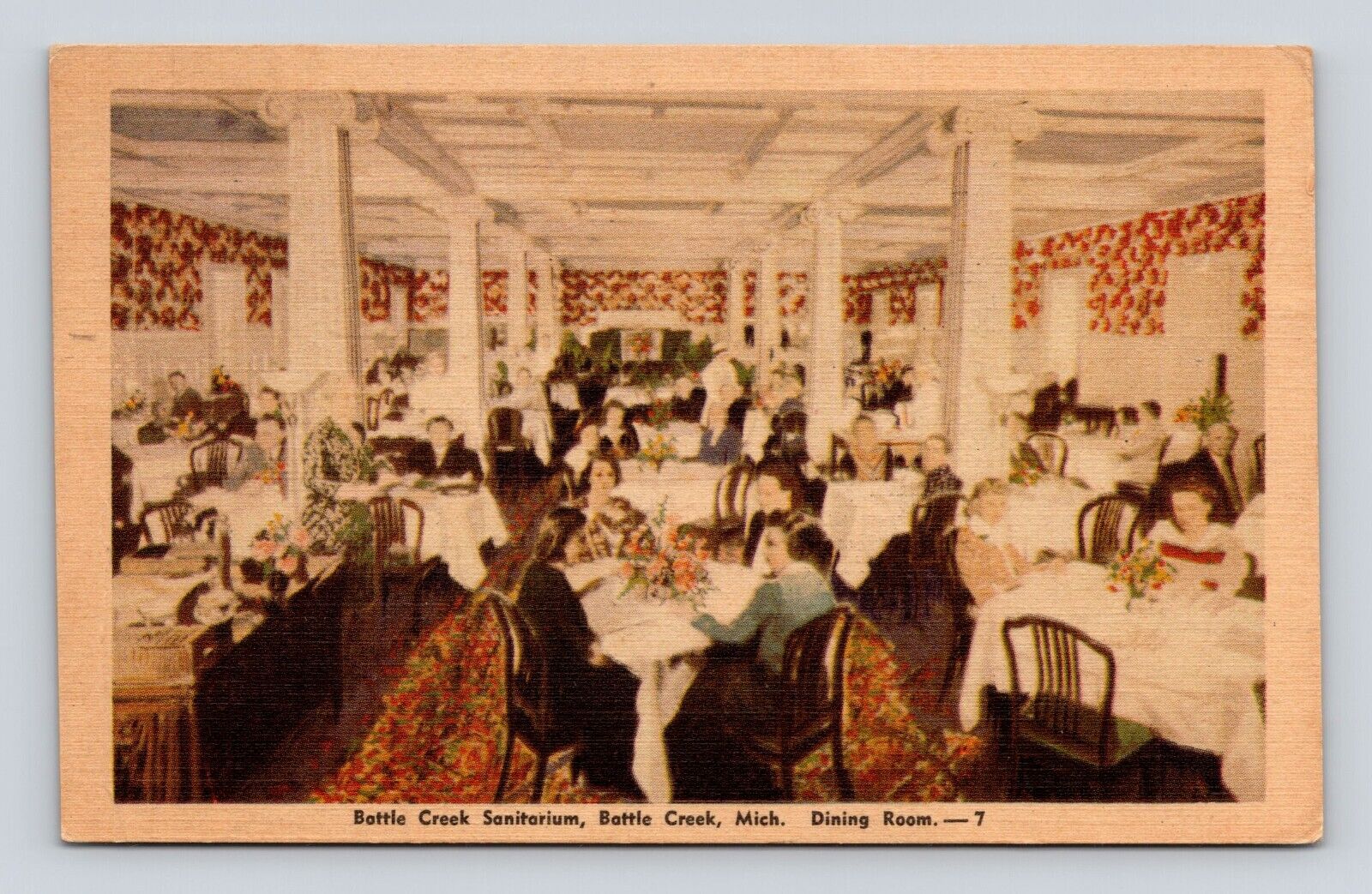 Postcard Battle Creek Sanitarium Michigan Dining Room 1944 Cancel