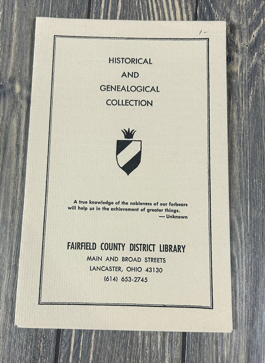 Vintage Historical and Genealogical Collection Fairfield County District Library