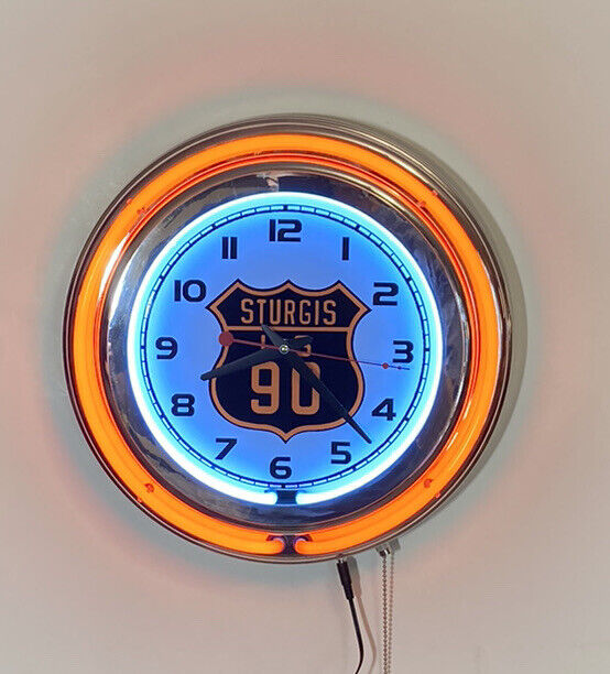 Sturgis Interstate 90 logo neon wall clock