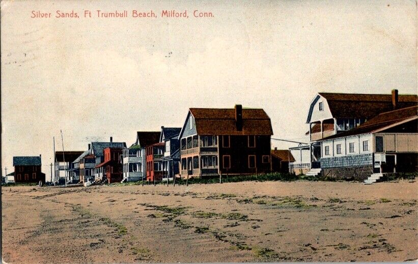 Postcard Silver Sands Ft. Trumbull Beach Milford CT Connecticut 1910       F-663