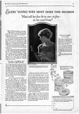 1923 Ponds Cold Cream Vintage Print Ad Every Young Wife Must Make This Decision  picture