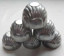 Vtg Aluminum Individual SEA SHELL Fluted Gelatin Molds Baking Tart Tins Set Of 6 picture