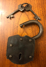 Heavy Antique Vintage Style  Padlock &  2 Skeleton Keys 3