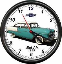 Licensed 1955 Teal Chevy Belair 2 Door Chevrolet General Motors Sign Wall Clock picture