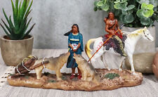 Indigenous Native American Indian Family With Horse And Wolves Migration Statue picture