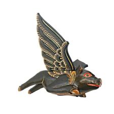 Balinese FLYING Pig Mobile Winged Demon chaser Handmade carved wood Bali Art picture