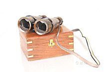 Old Modern Handicrafts® - Binocular w leather overlay in wood box picture