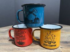 Lot Of 3 Enamel Multi Color Super Cute Campfire Mugs picture