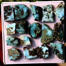 16 Pcs Natural Dominican Larimar Raw Crystal Slice Druzy Mineral Specimen Reiki picture