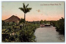 c1910's Boat Scene On Miami River Florida FL Unposted Antique Postcard picture