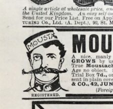 Three Antique 1910 Mustache Growth Grooming Moustache Illustrated Ads picture