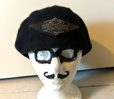 Vintage Harley Davidson Black Felt Newsboy Cabbie Hat Cap Embroidered Size L/XL picture