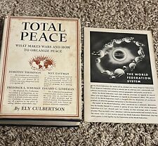 The World Federation System & Total Peace Ely Culbertson. Book W/Brochure 1943 picture
