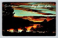 Big Bear CA-California Greetings Sunset Over The Lake c1979 Vintage Postcard picture