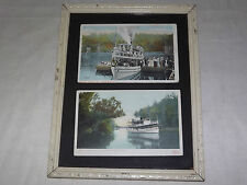 VINTAGE 2  EARLY 1900S STEAMER SHIP CLEARWATER ADIRONDACKS NY  FRAMED  POSTCARD picture
