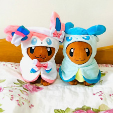 2 New Pokemon Plush Doll Poncho Sylveon Glaceon Eevee 8in Tall Stuff Animal Gift picture