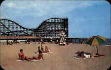 West Haven Connecticut CT Savin Rock Roller Coaster Beach Scene Vintage Postcard picture