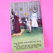 1913 Postcard Comic Bamforth Kiss The Nurse Funny, Dunkirk, NY picture