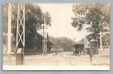 Railroad Depot CANTON Massachusetts RPPC Train Station RAIL BIKE Photo 1907 picture