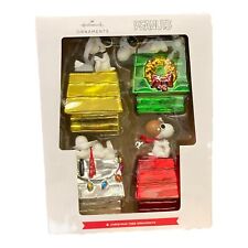 Hallmark Ornaments Peanuts Snoopy Glass Holiday Dog Houses Set Of 4 picture