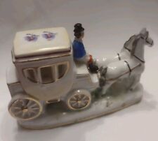 Vintage Japan Porcelain Horse And Carriage Stagecoach #30258 picture