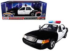 2001 Ford Crown Victoria Police Car Plain Black & White with Flashing Light Bar picture