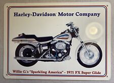 Harley-Davidson Enamel Sign Willie G's Sparkling America 1971 FX Super Glide picture