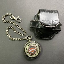 Harley-Davidson Pocket Watch Franklin Mint Collector Watch TESTED w Leather Case picture