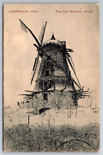 Vintage Postcard KS Lawrence The Old Windmill in Winter picture