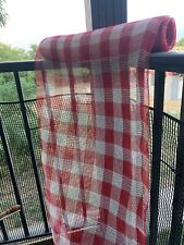 Vtg Red White Checked Mesh Fabric 21 in X 20 ft~Sheer Prop Designer Curtains NOS picture
