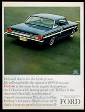 1964 Ford Fairlane coupe blue car photo vintage print ad picture