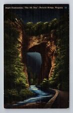 Natural Bridge VA-Virginia, Night Illumination, Vintage c1949 Postcard picture