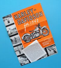 Original Antique 1940 Harley-Davidson Motorcycle Brochure WLD GA EL U UL UH ULH picture